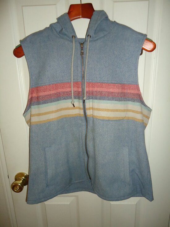 Pendleton Jackets & Blazers - Pendleton- Blue/Grey Zip-up Hooded Vest Jacket with Pockets. Size M Virgin Wool